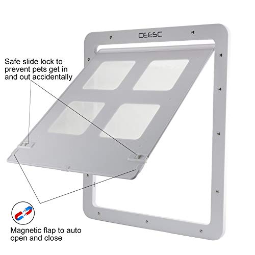 CEESC Dog Screen Door - Lockable Pet Door (14.56" x 16.92", Large, White) - Image 4