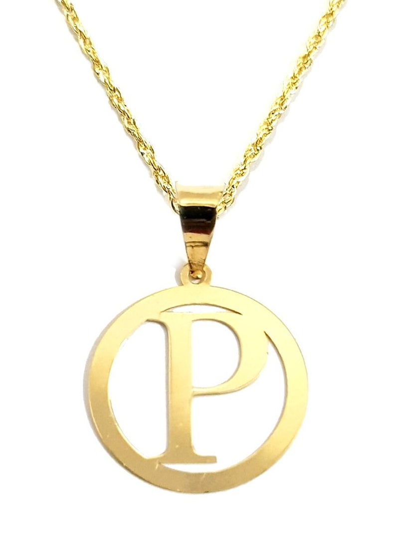 18K Pure Gold Letter P Design Necklace