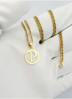 Hamsa.ae 18K Pure Gold Letter P Design Necklace  - Image 3