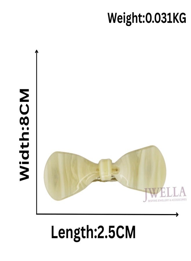 JWELLA Set of 3 Elegant Marble Finish Bow Hair Clips for Women & Girls | Stylish Claw Clips for Thick Hair | Trendy Daily Use Hair Accessories (Design 1) - Image 4