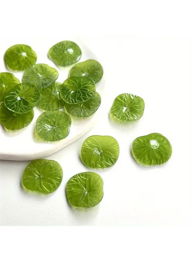 Green 10pcs Retro 17mm Acetic Acid Lotus Leaf Bead Connectors For DIY Jewelry Making - Image 1