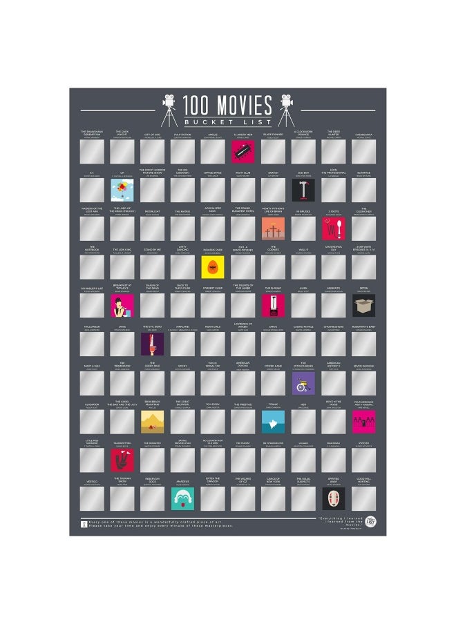 Gift Republic - 100 Movies - Scratch Off Bucket List Poster - Image 1