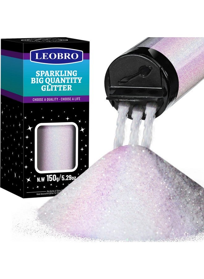 LEOBRO White Glitter, 150G/5.29Oz Glitter, Holographic White Fine Glitter, Extra Fine Glitter Powder, Iridescent Glitter For Resin Arts Crafts, Diy Tumblers Body Nail, Glitter For Christmas Decor - Image 1