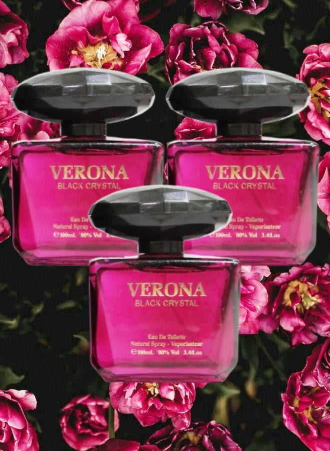 CRYSTAL 3 Pieces Verona Black Crystal Perfume 100ML - Image 1