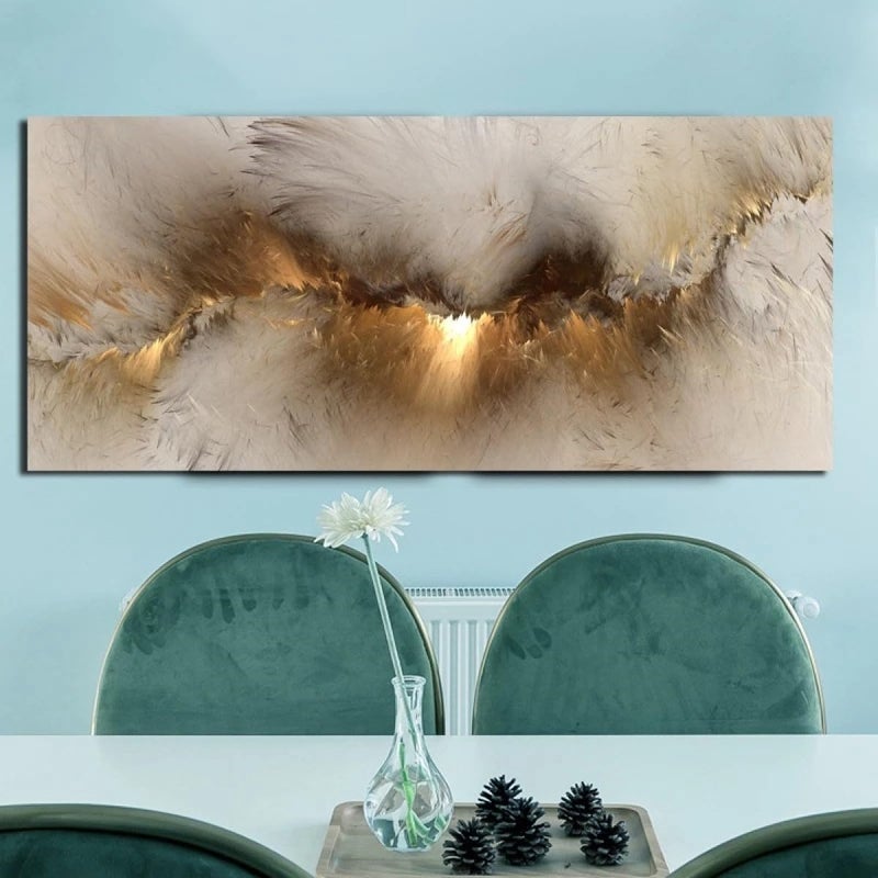 AGREON Large Canvas Wall Art, AGREON Canvas Wall Art for Living Room, Frameless Abstract Golden Cloud Paintings Artwork Wall Decor, Canvas Painting Wall Art for Living Room Home Office Decorations (50X100cm) - Image 3