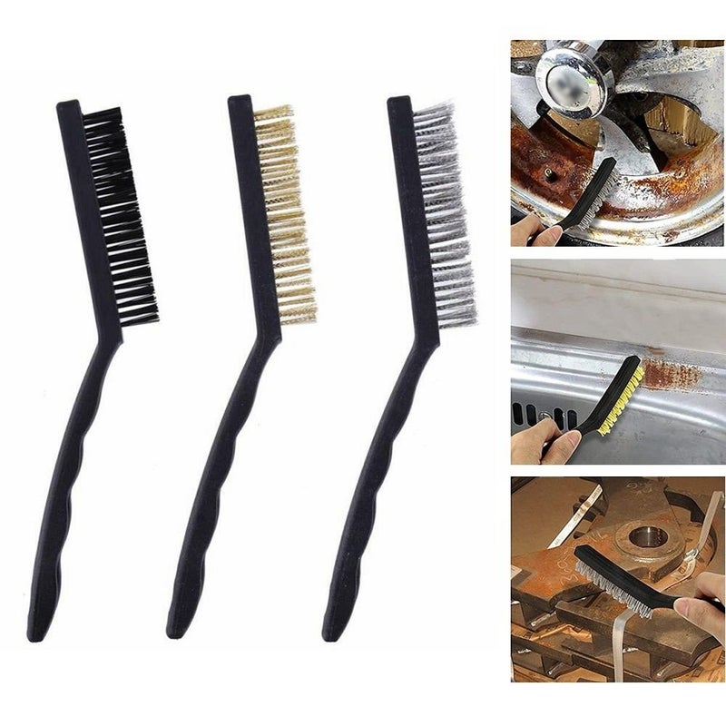 Steel Wire Brush Set for Rust and Paint Removal on Metal Plastic Upholstery and Car Interiors Suitable for Home Garden and Workshop - Image 1