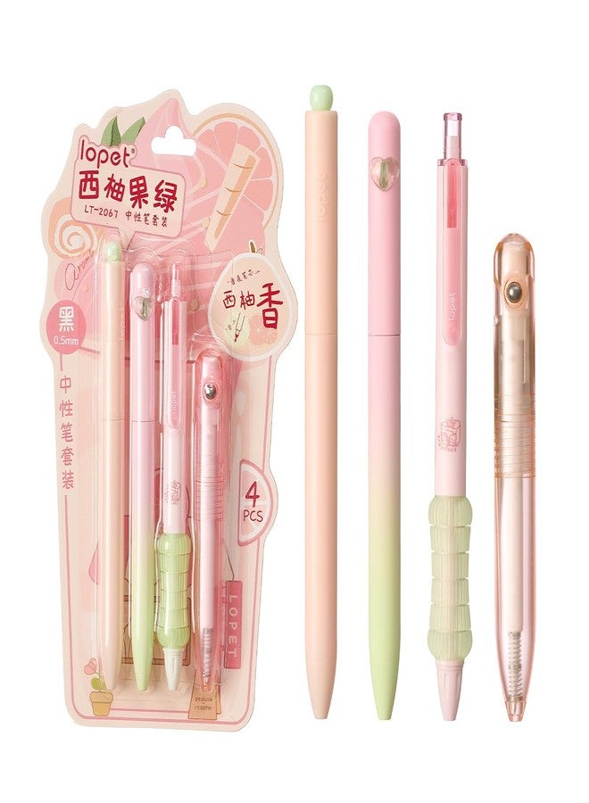 lopet 4Pcs Scented Gel Pens Twistable 0.5mm ST Nib Black Ink Grapefruit Aroma Refill Smooth Writing Quick Dry Students School Office Stationery Supplies for Women Men Cute Birthday Gifts - Image 1