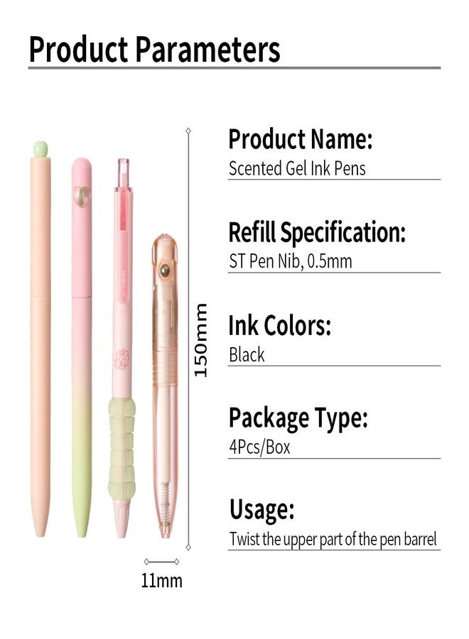 lopet 4Pcs Scented Gel Pens Twistable 0.5mm ST Nib Black Ink Grapefruit Aroma Refill Smooth Writing Quick Dry Students School Office Stationery Supplies for Women Men Cute Birthday Gifts - Image 3