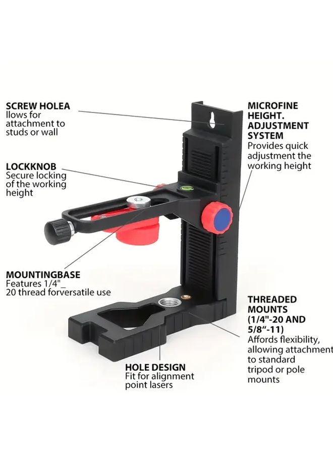 Black Magnetic Laser Level Adjustable Height Durable Plastic L Shaped Quick Release Lock for Construction DIY - Image 1