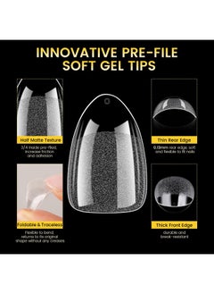 Born Pretty Short Oval Round Nail Tips, Half Matte Nail Tips False Nails, Fake Nails Tips, Gel Nail Tips, Acrylic False Nails, 288Pcs 12 Sizes Pre-Shape Clear Nails Tips For Full Cover  - Image 3