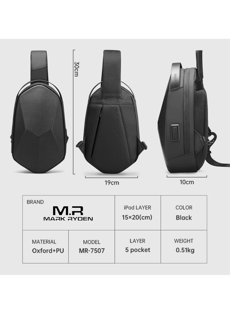 MARK RYDEN Men's Crossbody Bag with Fantastic Geometry Adjustable Shoulder Strap with USB Charging Port Suitable for 7.9 Inch iPad - Image 3