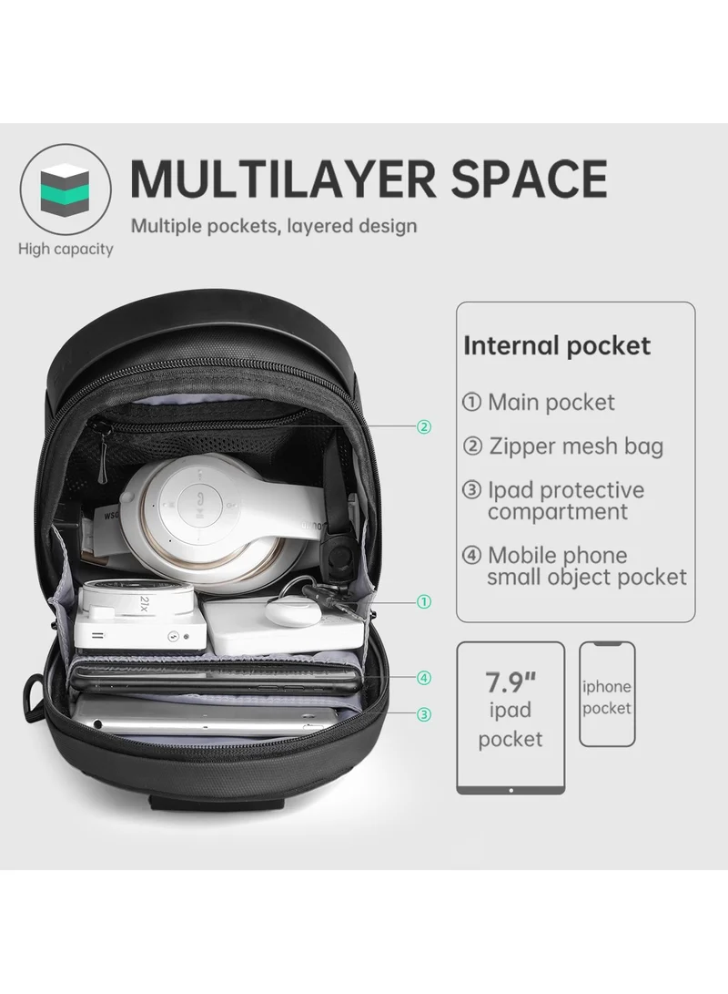MARK RYDEN MARK RYDEN Men's Crossbody Bag with Fantastic Geometry Adjustable Shoulder Strap with USB Charging Port Suitable for 7.9 Inch iPad