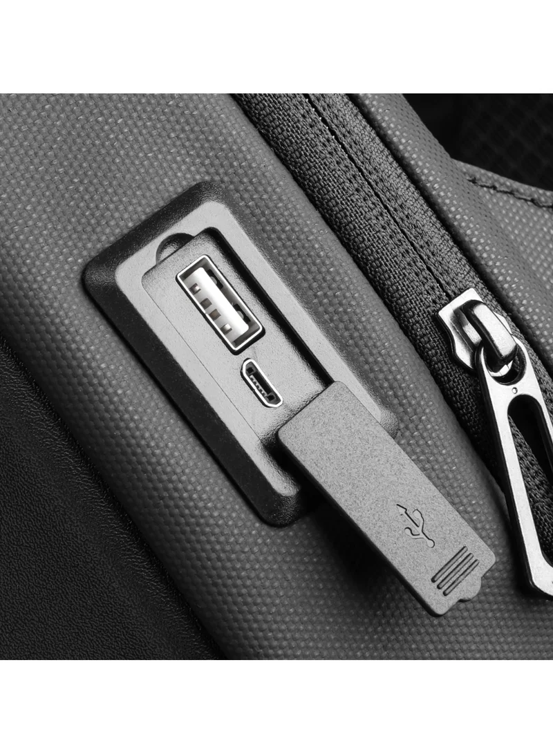 MARK RYDEN MARK RYDEN Men's Crossbody Bag with Fantastic Geometry Adjustable Shoulder Strap with USB Charging Port Suitable for 7.9 Inch iPad
