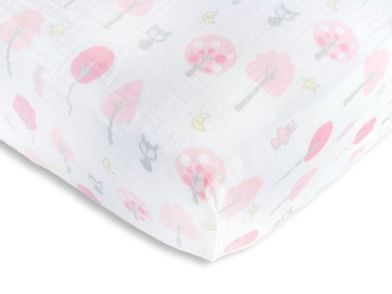 SwaddleDesigns Cotton Muslin Fitted Crib SheetToddler Sheet Pink Thicket 28x52x6 Inch Pack of 1