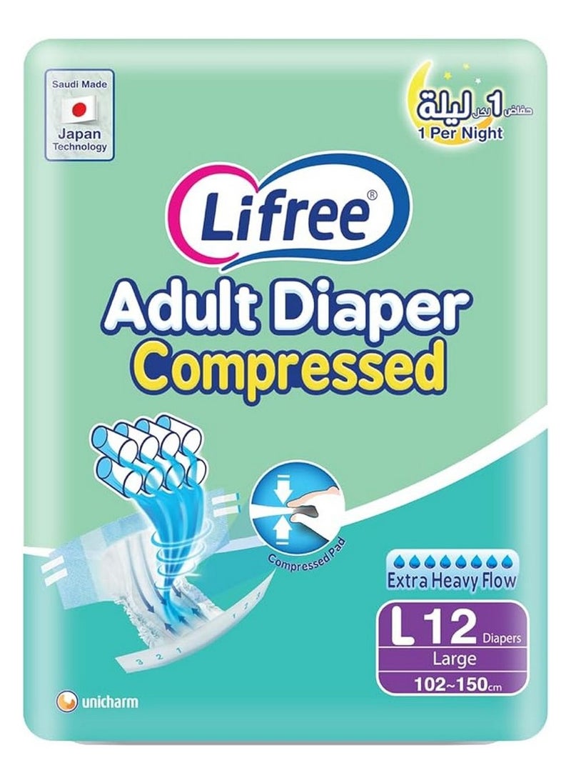 Lifree Adult Diapers Large Size, 12 Pieces  - Image 1