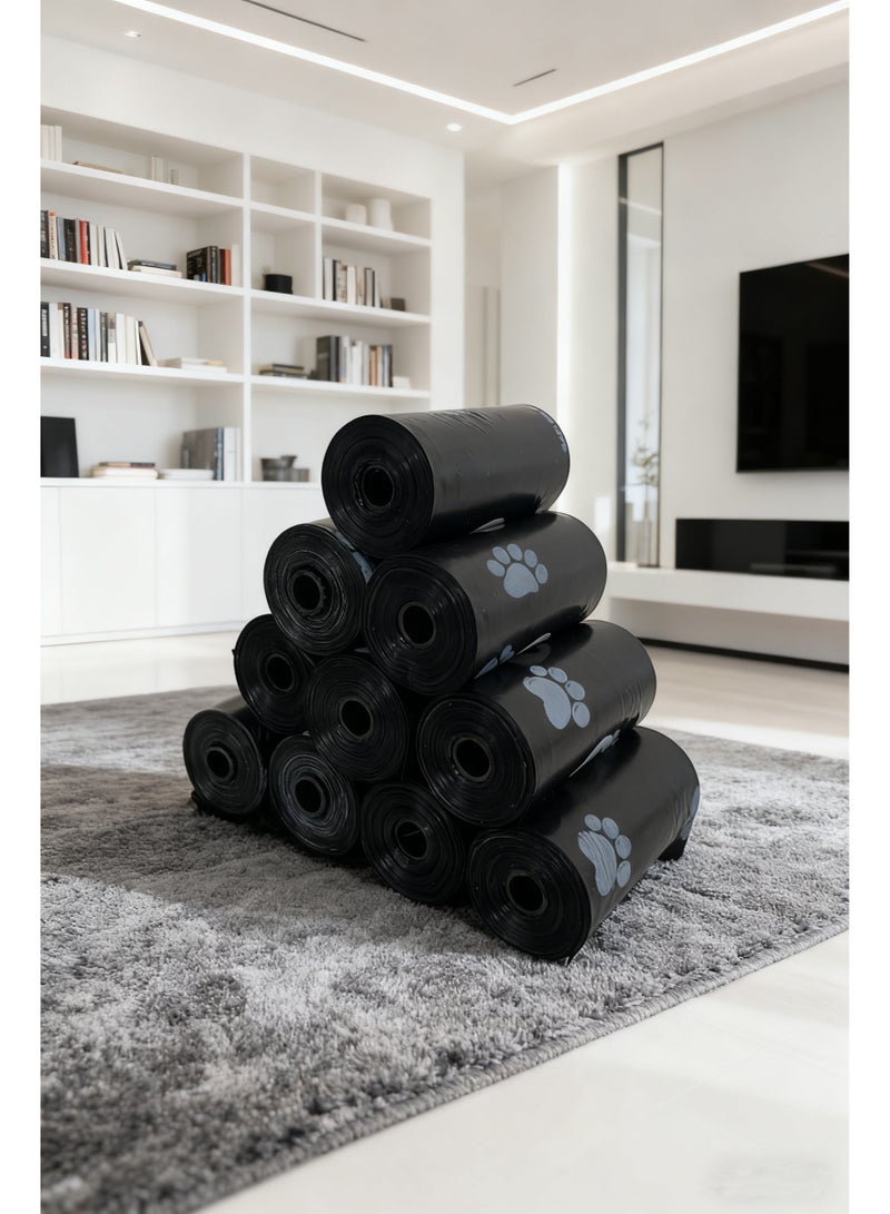 ١٢ رول (١٨٠ كيس) أكياس فضلات الكلاب سوداء مع موزع محمول | سميكة جدًا، مقاومة للتسرب وقابلة للتحلل - لأكياس نفايات الحيوانات الأليفة - Image 2