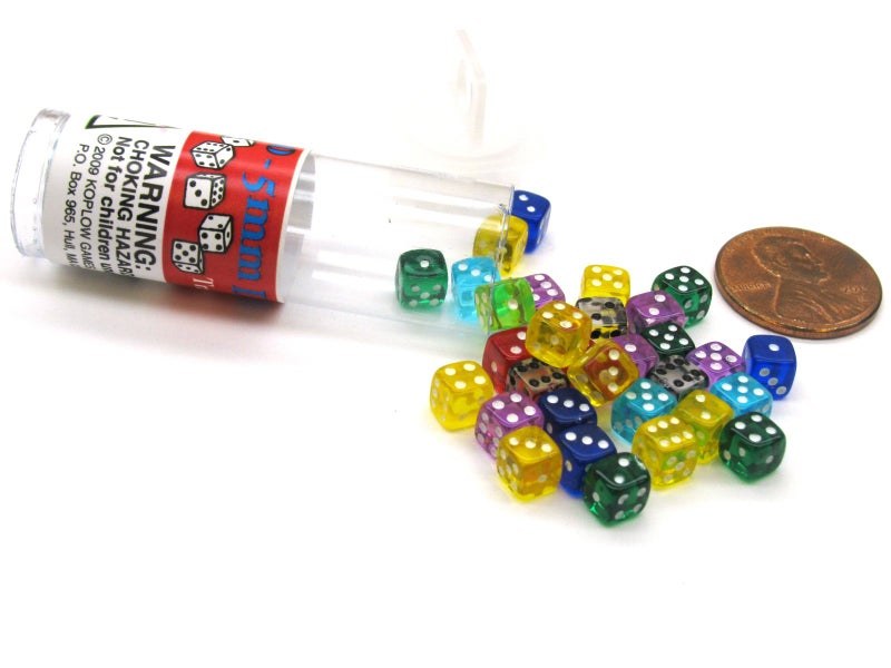 Koplow Games Tiny Dice: Deluxe Transparent: 30pc Assorted Colours - Image 2