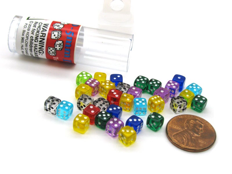 Koplow Games Tiny Dice: Deluxe Transparent: 30pc Assorted Colours - Image 1