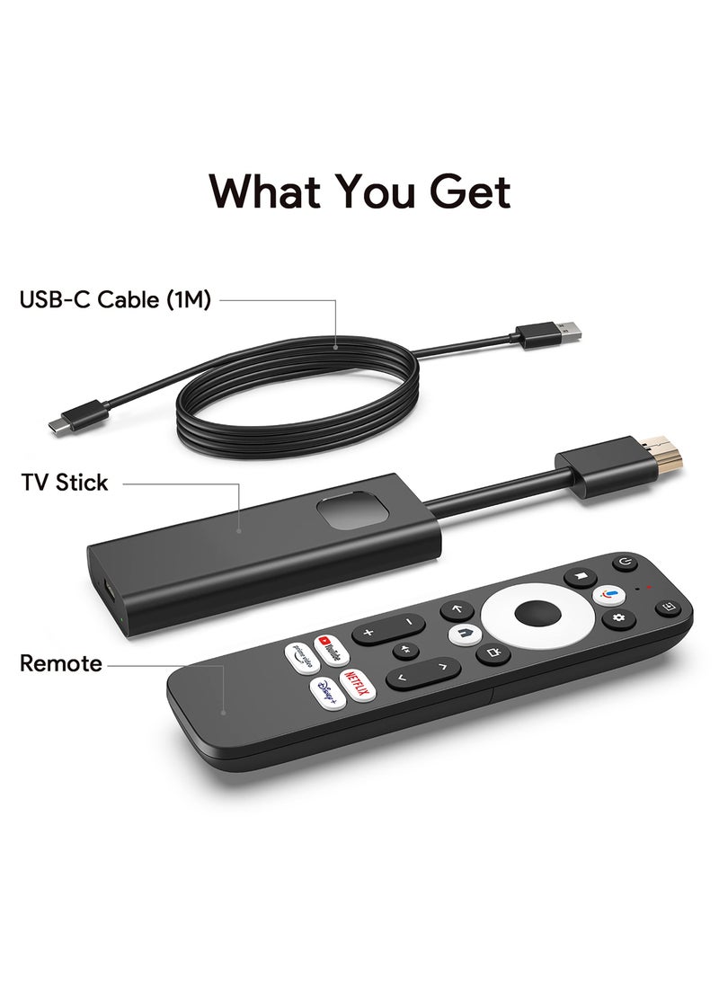 عصا تلفزيون أندرويد، جهاز بث 4K معتمد من Google، عصا تلفزيون ذكية من Google Chromecast، جهاز بث عالي الدقة مع كابل HDMI وجهاز تحكم عن بعد للبحث الصوتي لـ Netflix معتمد من Google Assistant