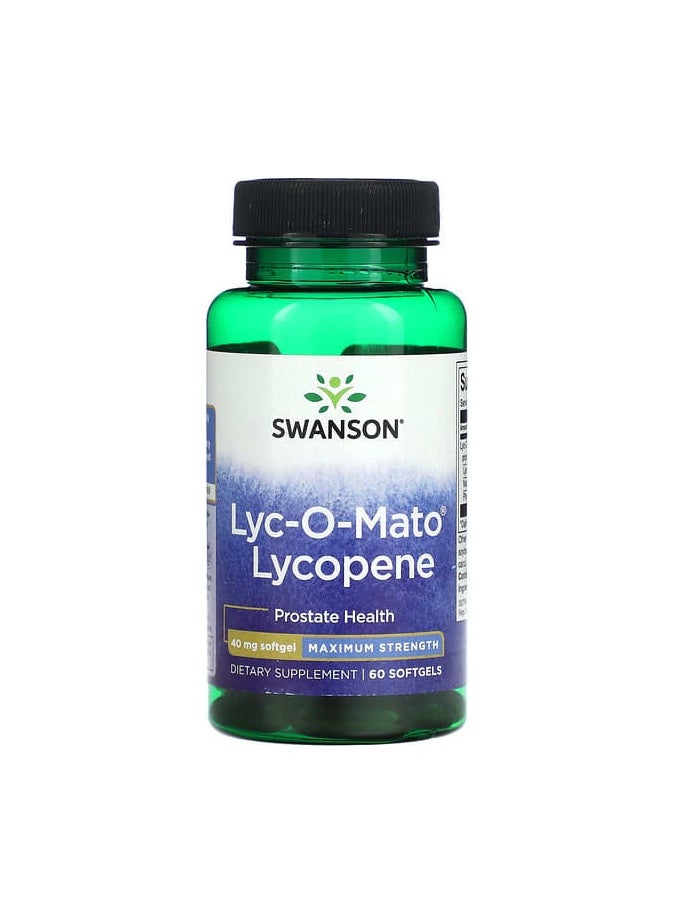 SWANSON - Lyc-O-Mato Lycopene, Maximum Strength, 40 mg, 60 Softgels - Image 1