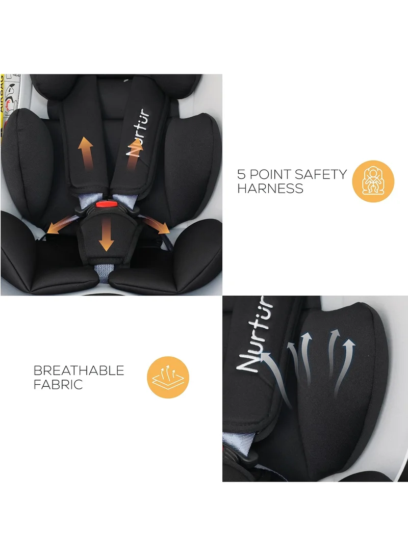 Nurtur Liberty Baby Kids 4 In 1 Car Seat 360 Degree Rotation Leg Support Isofix  10 Level Adjustable Headrest With Canopy