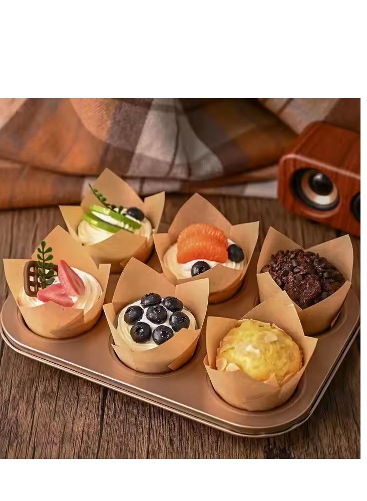200pcs Natural Tulip Cupcake Liners for Baking, Parchment Paper Muffin Wrappers, Greaseproof and Non-Stick, Perfect for Party, Birthday and Wedding  - Image 2