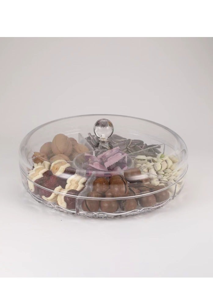 Plastic Divided Nuts Plate with Lid 30X10 CM 