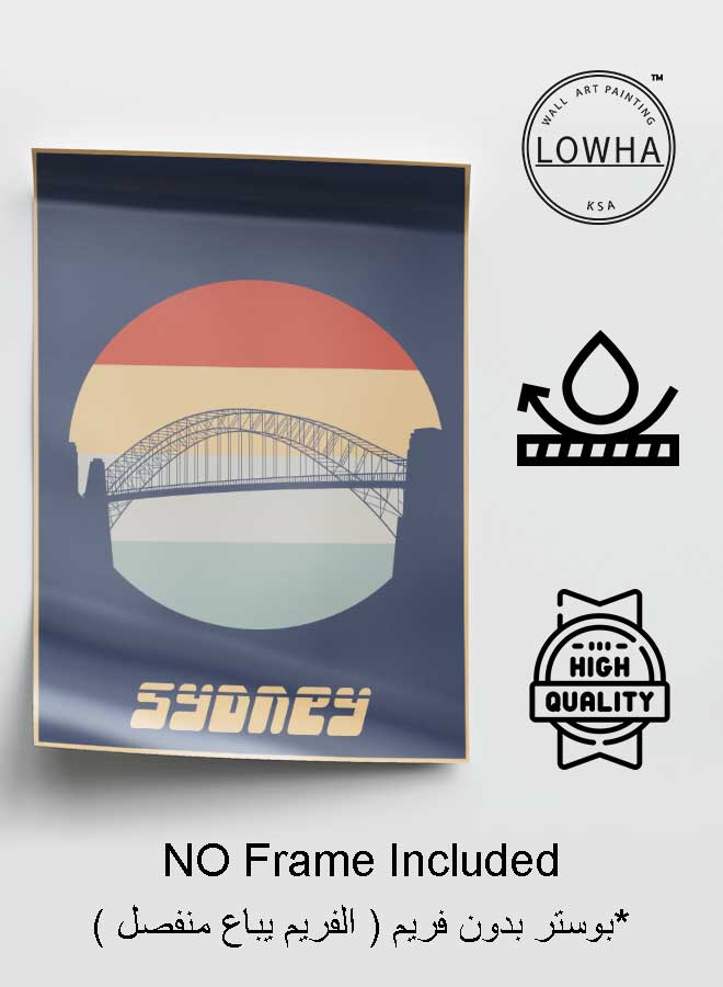 لوحة بوستر ديكور لوحة بدون فريم مع أربع قطع منفصلة من اللاصق ذو الوجهين تصميم سيدني غرفة النوم غرفة المعيشة وديكور المكتب - Image 3