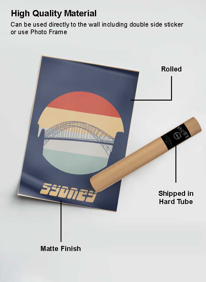 لوحة بوستر ديكور لوحة بدون فريم مع أربع قطع منفصلة من اللاصق ذو الوجهين تصميم سيدني غرفة النوم غرفة المعيشة وديكور المكتب - Image 2