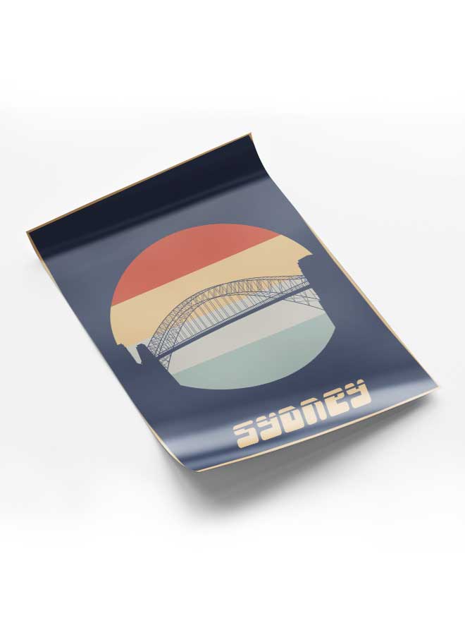 لوحة بوستر ديكور لوحة بدون فريم مع أربع قطع منفصلة من اللاصق ذو الوجهين تصميم سيدني غرفة النوم غرفة المعيشة وديكور المكتب - Image 1