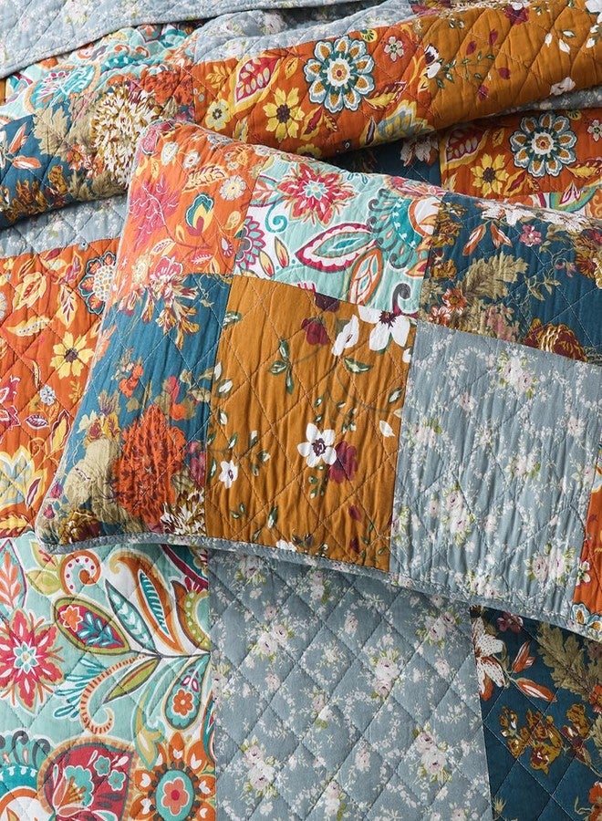 VISIMISI Cotton Bedspread Quilt Sets Reversible Bedding Coverlet Sets,3 Pieces Paisley Vintage Floral Patchwork Bedspread (Yellow Paisley Floral, King Size) - Image 5