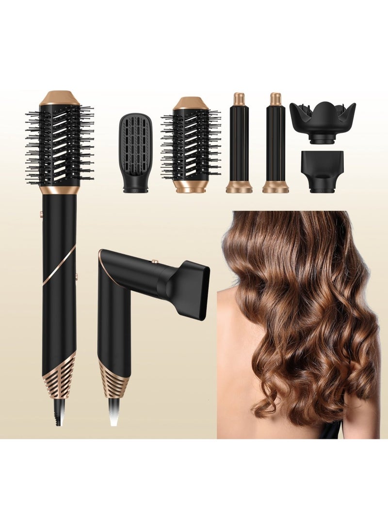 ELTRAZONE 6-in-1 Multifunction Hair Dryer Brush with Replaceable Styling Heads – Fast-Heating Foldable Hot Air Comb with Heat-Resistant Gloves – Gentle, Non-Damaging Styler for All Hair Types - Image 1