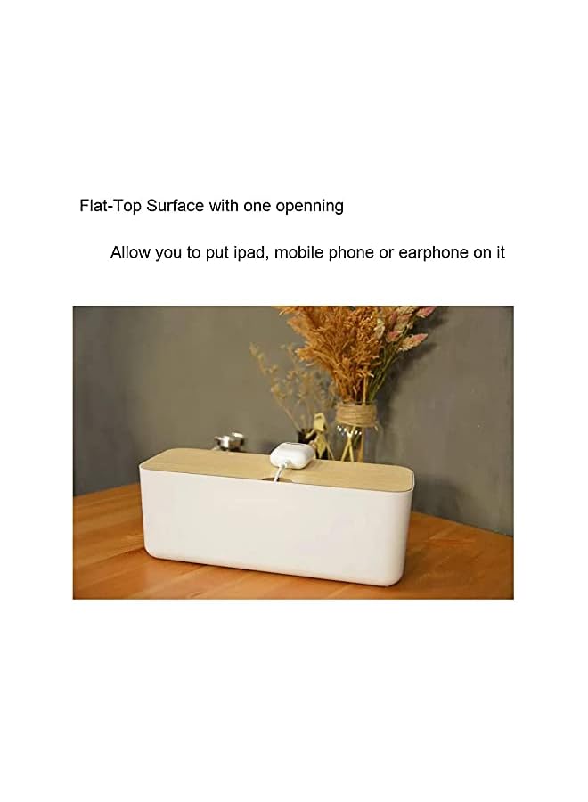 PROMASS Cable Management Box| Power Stripe Organizer|Cord Organizer Box| Hide and Conceal Power Strips and Electrical Cords from TVs, Computers, and Desks| Keep Pets Safe (White) - Image 3
