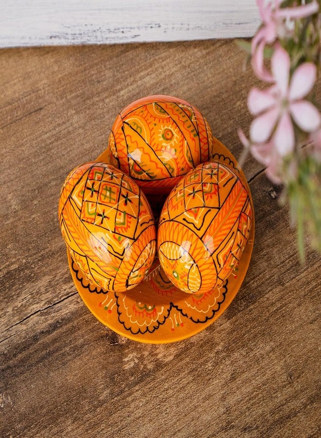 LOVARE Easter Eggs 2,5’’ Hand Painted Wooden Ukrainian Pysanky Mini Easter Egg Ornaments Wooden Chicken Eggs Pysanka Pysanky - Image 5
