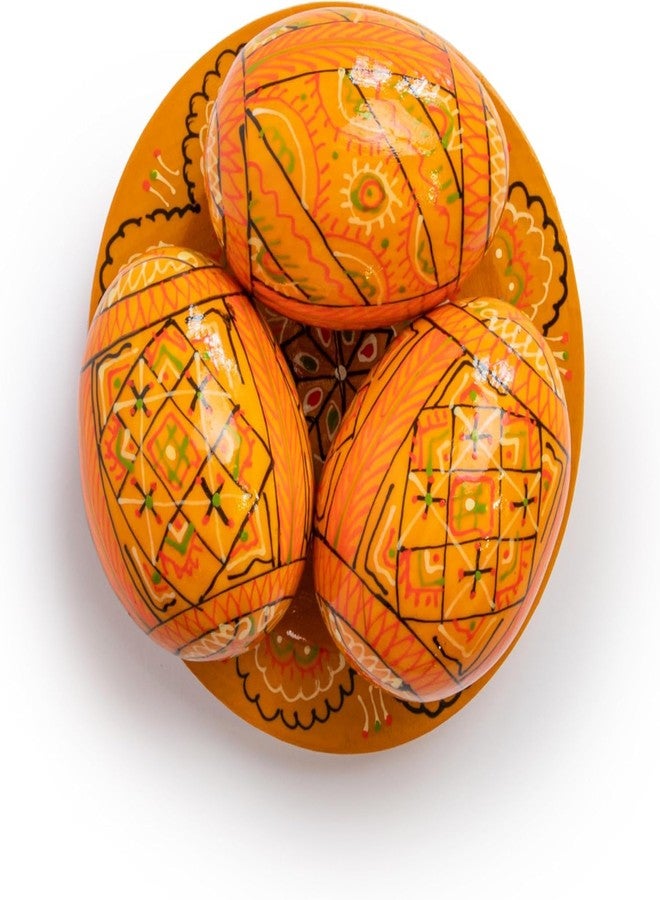 LOVARE Easter Eggs 2,5’’ Hand Painted Wooden Ukrainian Pysanky Mini Easter Egg Ornaments Wooden Chicken Eggs Pysanka Pysanky - Image 4
