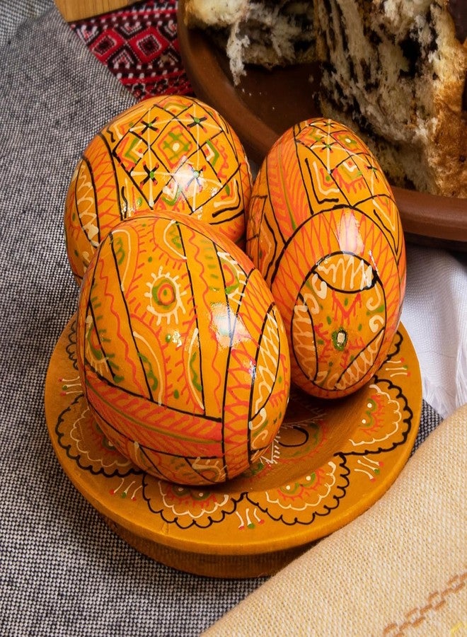 LOVARE Easter Eggs 2,5’’ Hand Painted Wooden Ukrainian Pysanky Mini Easter Egg Ornaments Wooden Chicken Eggs Pysanka Pysanky - Image 1