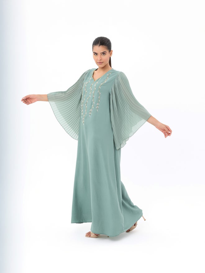 Elena by DStyle Green Pleated Sleeve Sequined Dress - Image 3