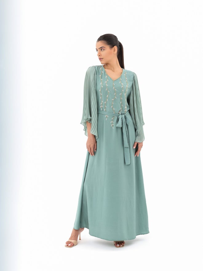 Elena by DStyle Green Pleated Sleeve Sequined Dress - Image 4
