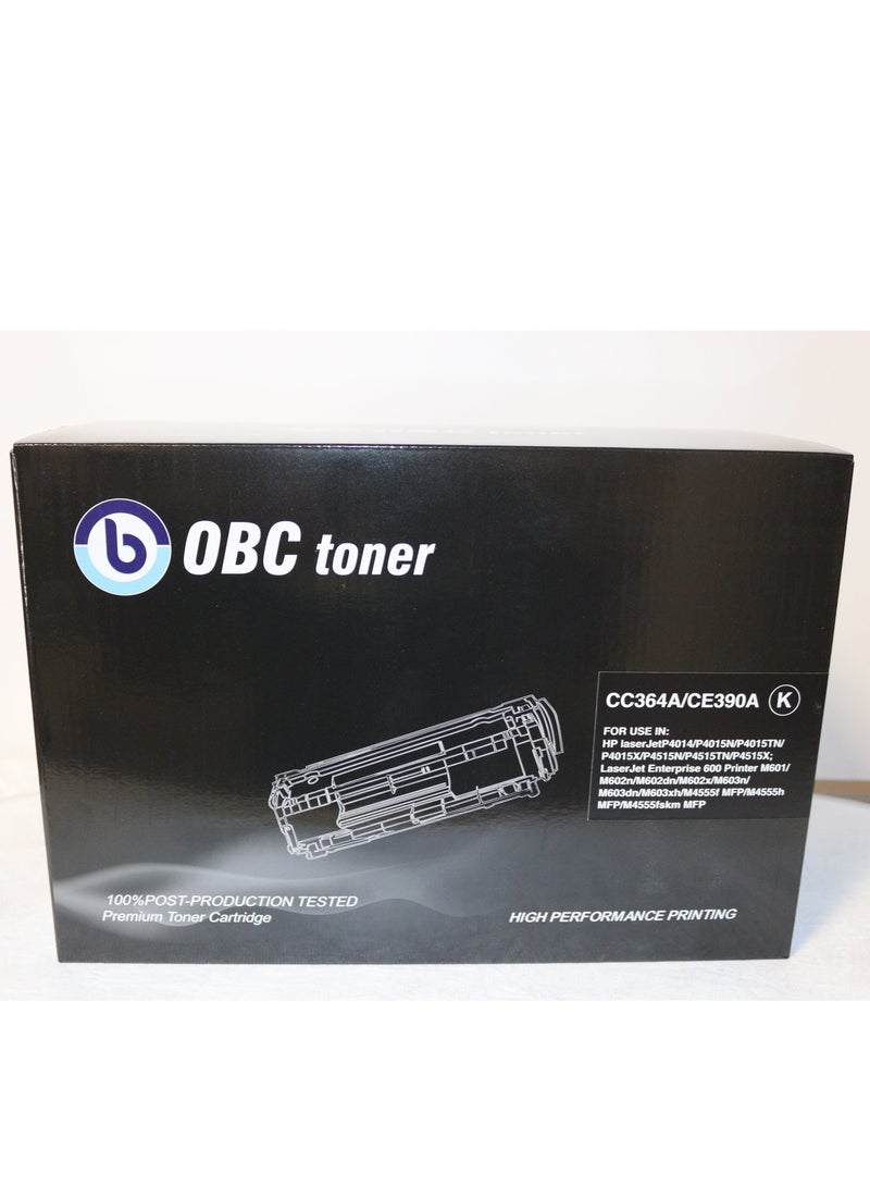 OBC Compatible Black Laser Toner Cartridge Replacement for HP 64A – CC364A / CE390A. Prints up to 10,000 pages in high professional quality. - Image 1