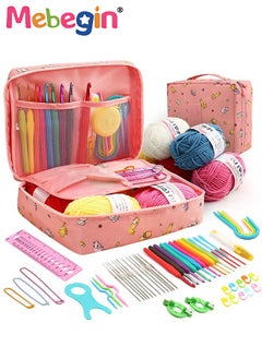 MEBEGIN 59 Piece Crochet Kit with Storage Bag, All-Inclusive Crochet Hook Kit for Beginners, Crochet Accessories and Supplies, Portable Knitting Crochet Supplies, Travel Essential for Crochet Lovers, DIY Crochet Gift for Friends and Families  - Image 1