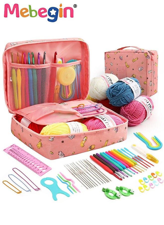 MEBEGIN 59 Piece Crochet Kit with Storage Bag, All-Inclusive Crochet Hook Kit for Beginners, Crochet Accessories and Supplies, Portable Knitting Crochet Supplies, Travel Essential for Crochet Lovers, DIY Crochet Gift for Friends and Families  - Image 1