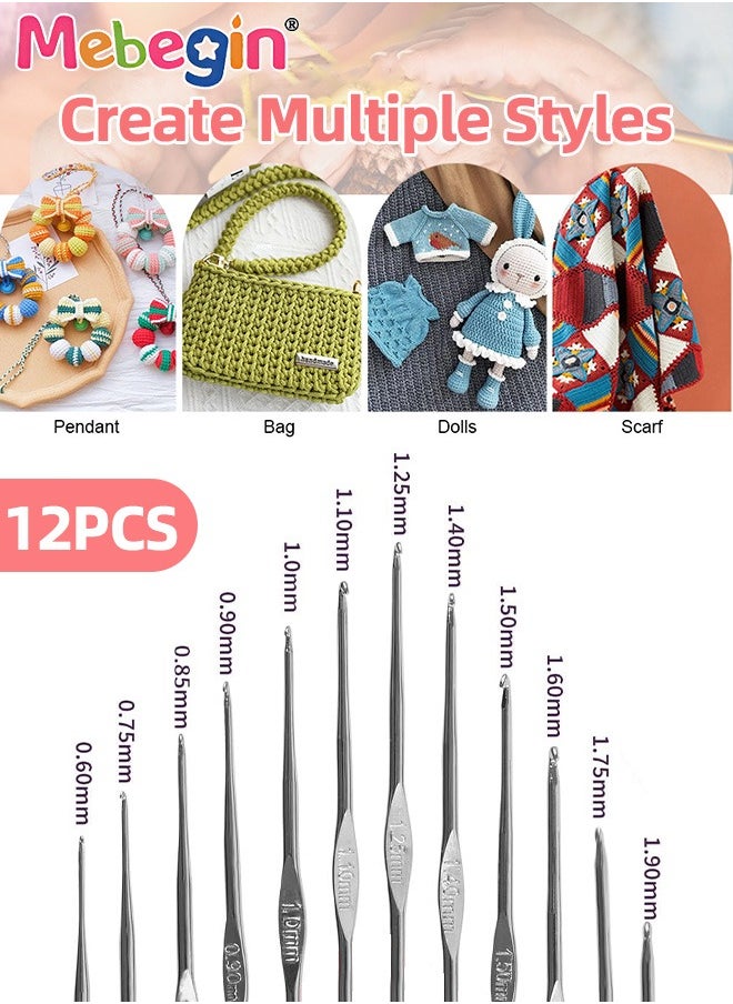 MEBEGIN 59 Piece Crochet Kit with Storage Bag, All-Inclusive Crochet Hook Kit for Beginners, Crochet Accessories and Supplies, Portable Knitting Crochet Supplies, Travel Essential for Crochet Lovers, DIY Crochet Gift for Friends and Families  - Image 5