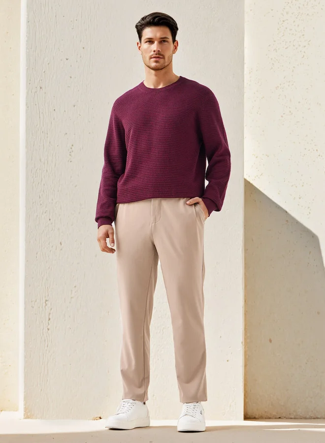 Splash FAV Textured Ottoman Sweater with Crew Neck