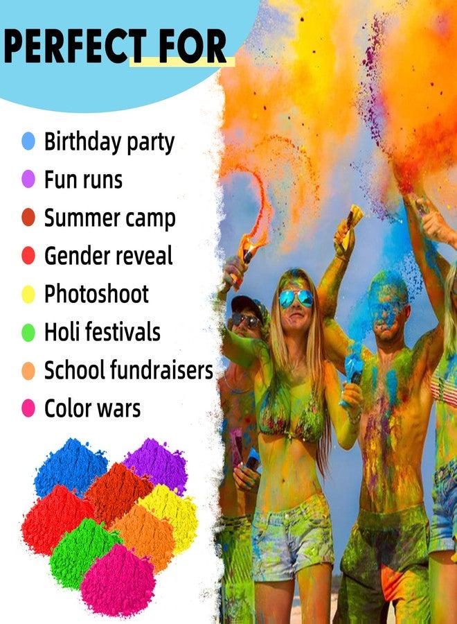 ARELUX Holi Colors Powder - 8 Pounds in Bulk Color Run Powder,8 Pack of Color Smoke Powders 1 Pounds Each Multiple Uses for Youth Group Activities,Gender Reveal,Fun Run,Photoshoot,Chalk,Color Wars - Image 5