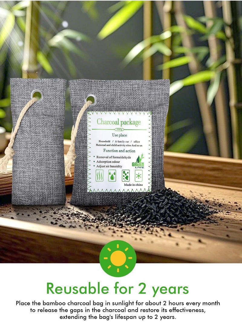 HomarKet 14 Pack Activated Bamboo Charcoal Air Purifying Bags(2x200g, 12x75g), Natural Fresh Odor Absorber, Deodorizer and Moisture Eliminator, Air Purifier for Home, Closet, Shoe, Car Air freshener  - Image 2