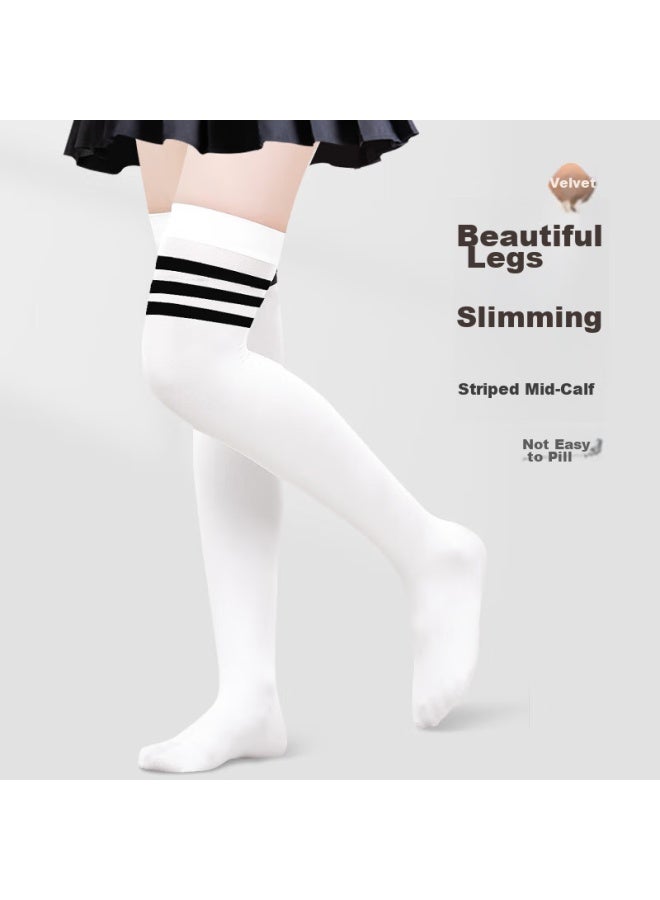 Smart Friends Zhiyou Children's Socks, Summer Thin High Tube Socks, Girls' Over-knee Mid-calf Socks, Baby Silk Socks, Long Tube Socks, White + Black And Red, XL - Image 3