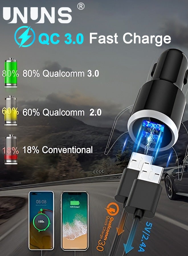 UNUNS Bluetooth FM Transmitter For Car,Wireless 5.0 Car Adapter,QC 3.0 5V 2.4A Fast Charger,TF Card,Aux,LED Backlit,Easy Attached To Air Vent,For MP3 Player,Hand-Free Call - Image 4