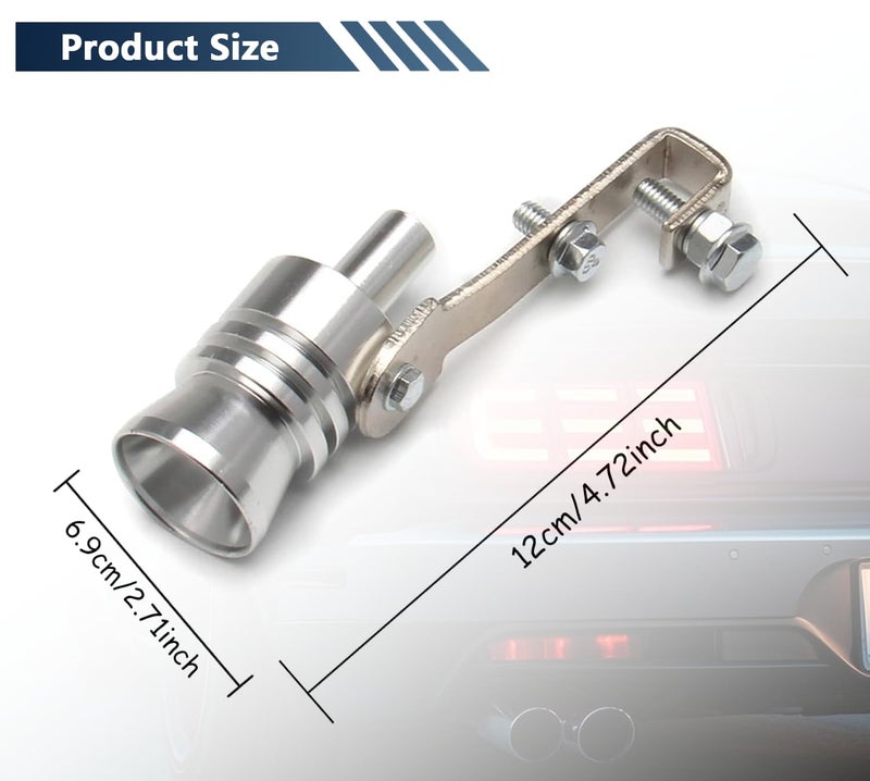 Aorplim Turbo Whistle for Exhaust Pipe 2 PCS, Aorplim Car Turbo Exhaust Whistle, XL Size Aluminum Alloy Universal Turbo Sound Exhaust Muffler Pipe Whistle Car Roar Maker (Silver #XL) - Image 2