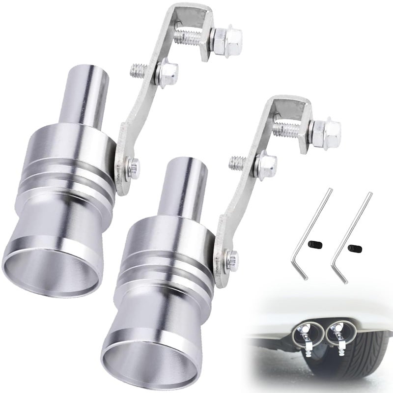 Aorplim Turbo Whistle for Exhaust Pipe 2 PCS, Aorplim Car Turbo Exhaust Whistle, XL Size Aluminum Alloy Universal Turbo Sound Exhaust Muffler Pipe Whistle Car Roar Maker (Silver #XL) - Image 1