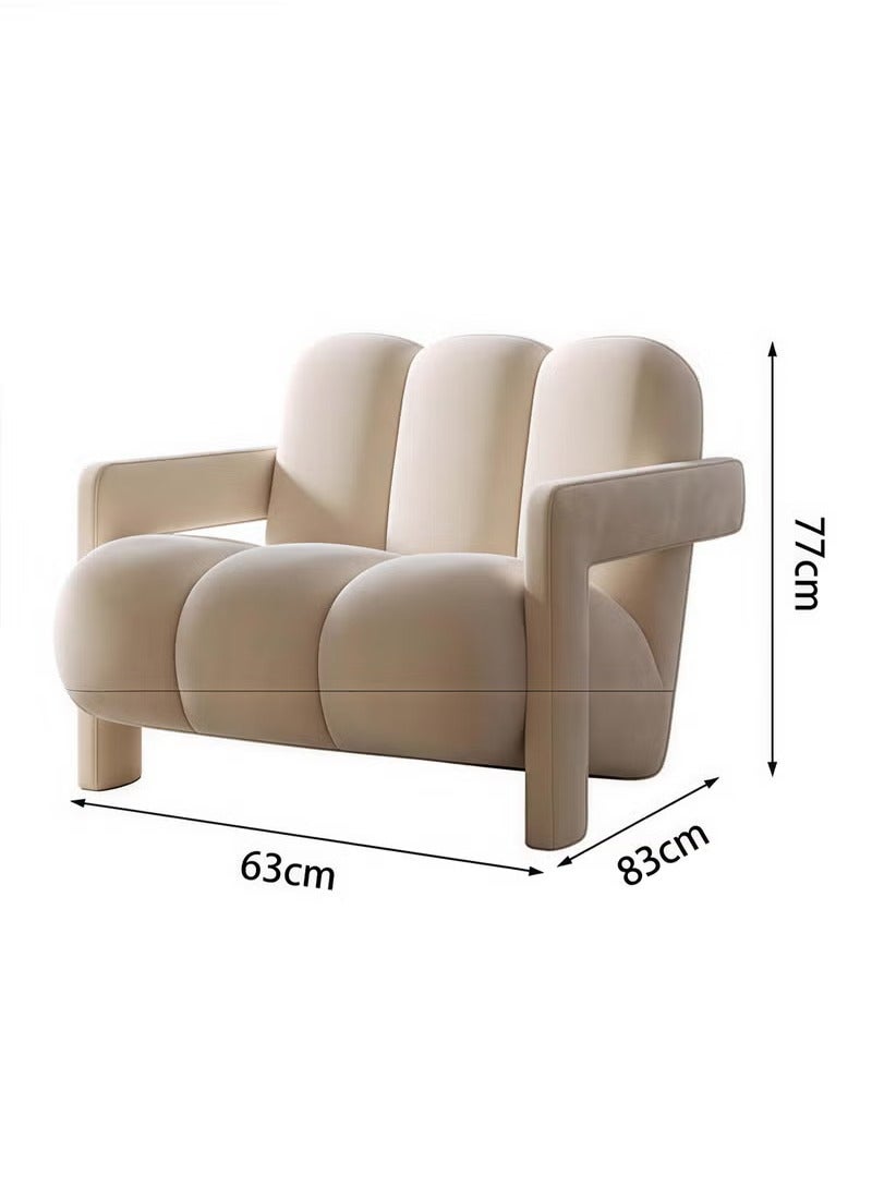 Generic Modern Single Sofa Chairs Set, Flannel Upholstered Lazy Chair, Solid Wood Frame Armchair, Single Armchair Lazy Sofa for Living Room, Bedroom, Lounge (Beige)  - Image 3